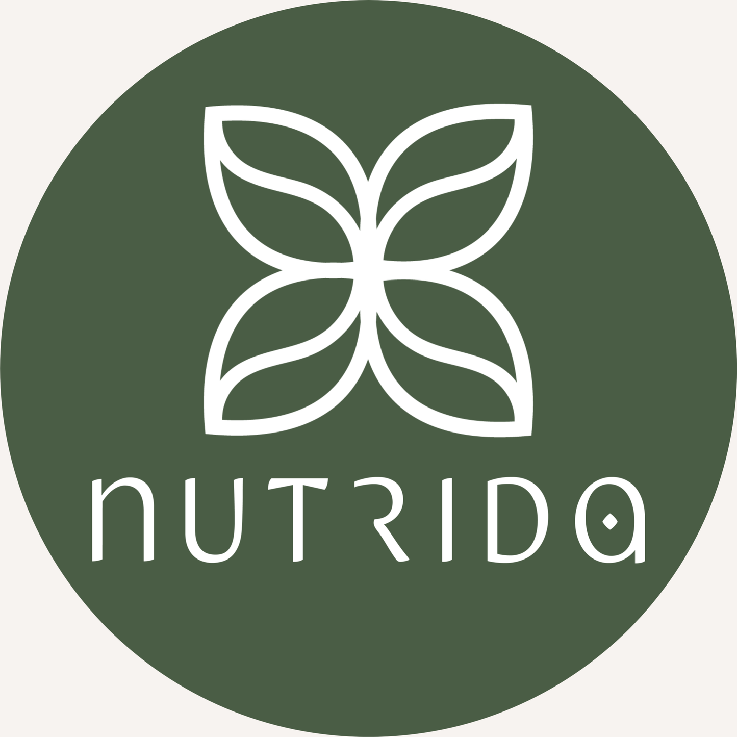 NUTRIDA logo with a white leaf design on a green background